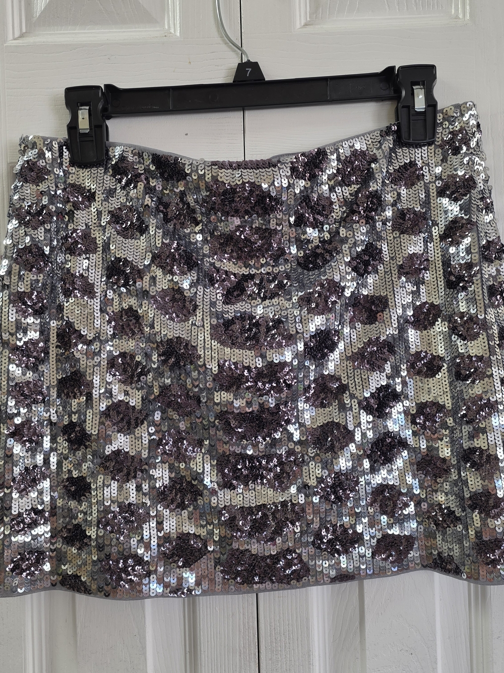 Express Silver  Sequin Mini Skirt